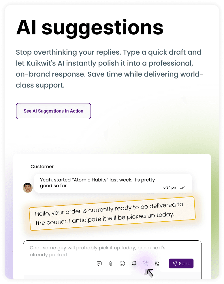 AI suggestions — polish quick drafts into professional replies