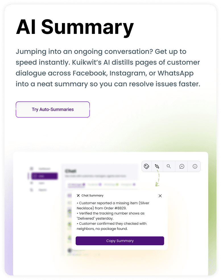 AI Summary — distil long conversations into a quick summary