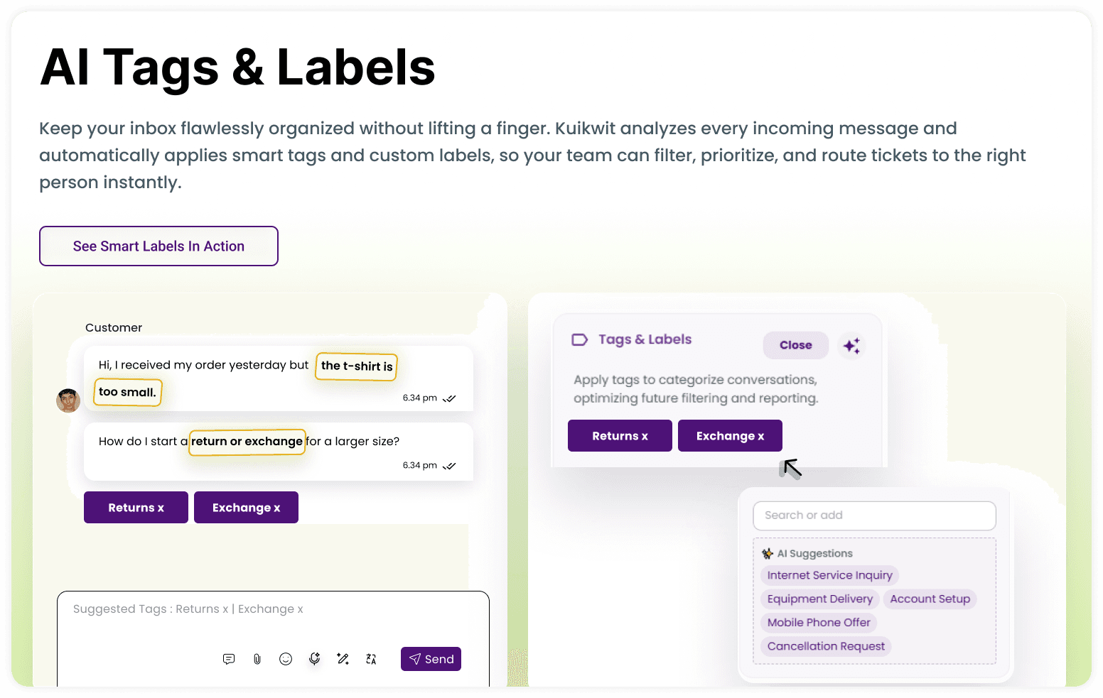 AI Tags & Labels — auto-apply smart tags and custom labels